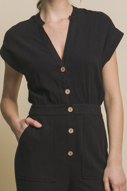 Love Tree Button Up Front Pocket Jumpsuit