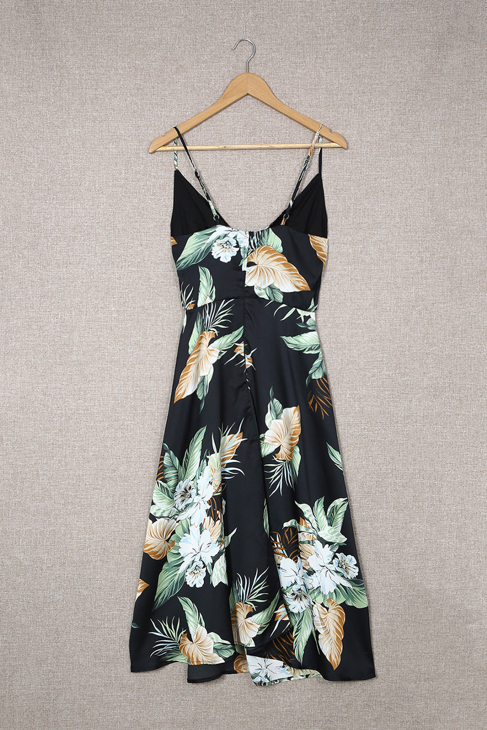 Floral Tied Cutout Split Spaghetti Strap Dress